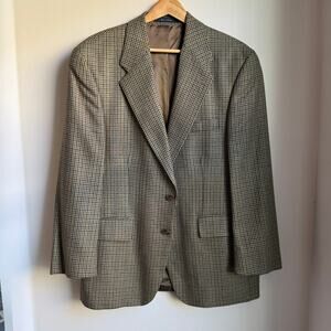 Chaps Ralph Lauren Men’s Houndstooth Wool Silk Blazer 40 S Made in Canada
